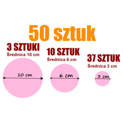 naklejki GROCHY zestaw 50 szt, 10, 6 i 3 cm