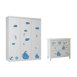 naklejki MORZE ŁÓDKA CHMURY zestaw 21 szt