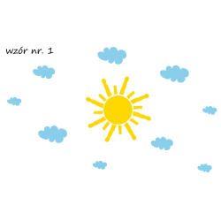 naklejki SŁOŃCE 45cm + 9 szt. CHMUREK 10-20cm