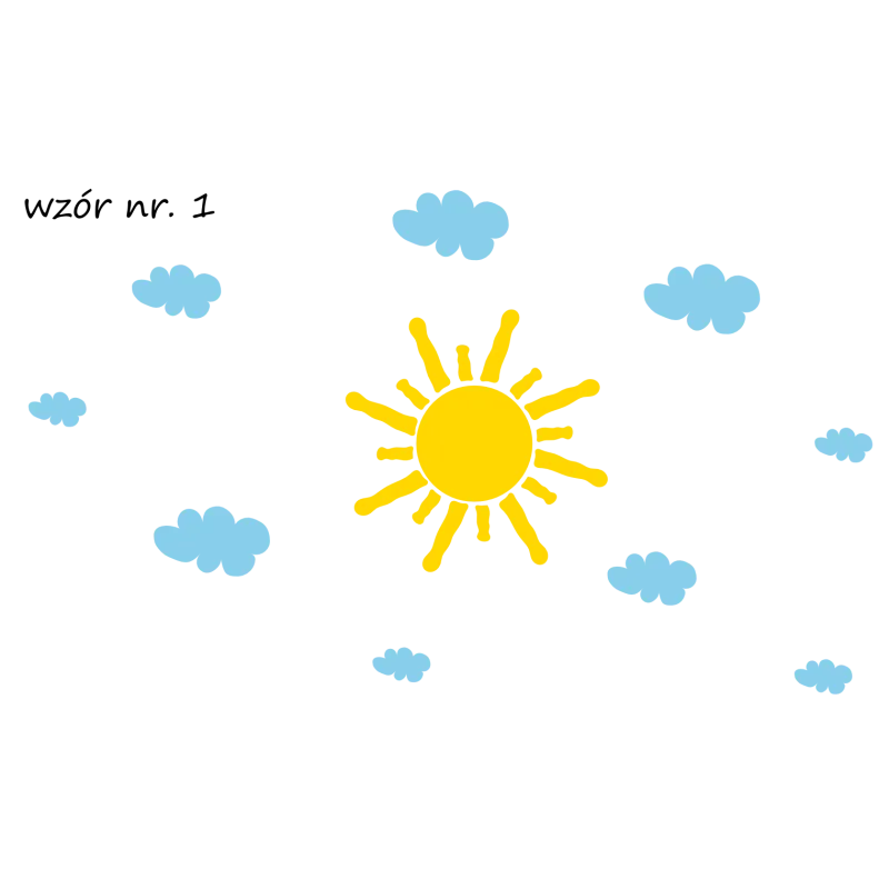 naklejki SŁOŃCE 45cm + 9 szt. CHMUREK 10-20cm