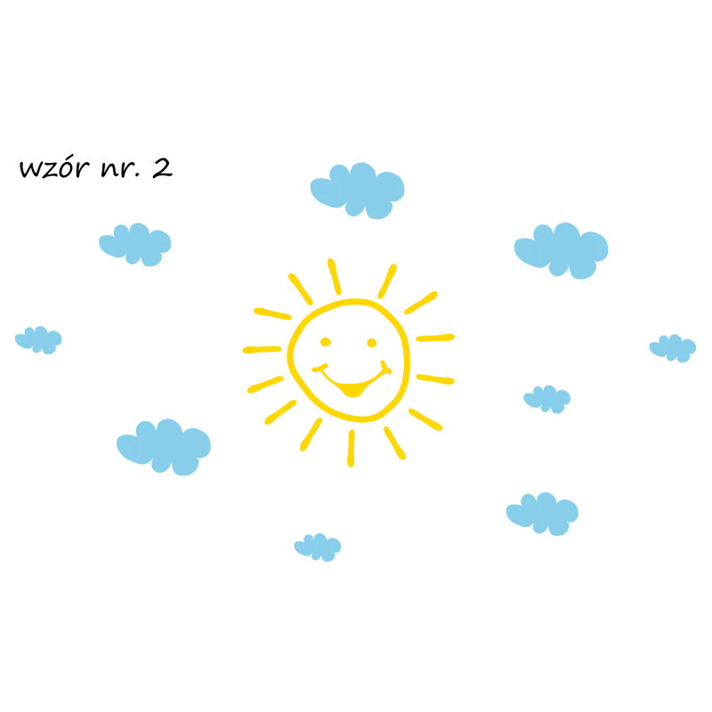 naklejki SŁOŃCE 45cm + 9 szt. CHMUREK 10-20cm