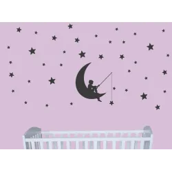 naklejki CHŁOPIEC NA KSIĘŻYCU + GWIAZDY zestaw