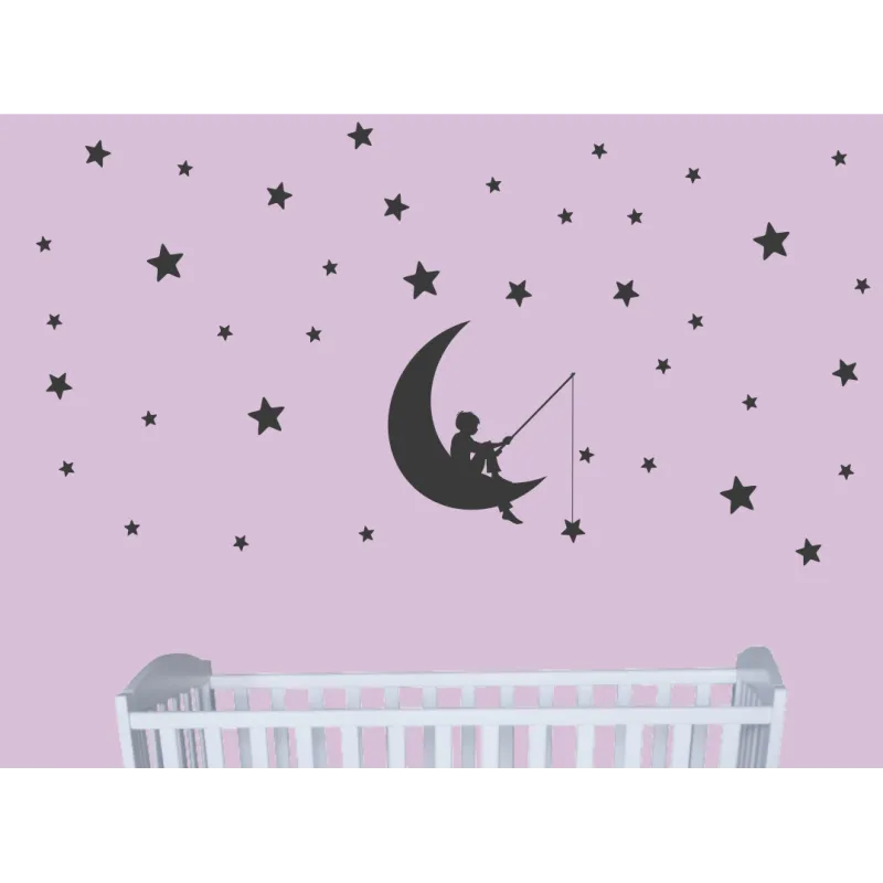 naklejki CHŁOPIEC NA KSIĘŻYCU + GWIAZDY zestaw