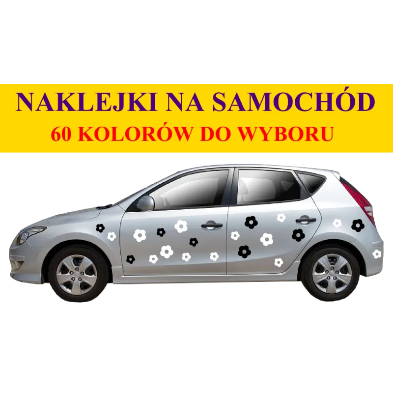 naklejki KWIATY 7cm i 10,5cm  zestaw 2-kolorowy, 34 szt 