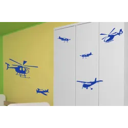 naklejki SAMOLOTY, HELIKOPTERY zestaw 6 szt, wielkość 20-50 cm