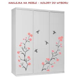 zestaw naklejek GAŁĄŹ + KOLIBRY + KWIATY