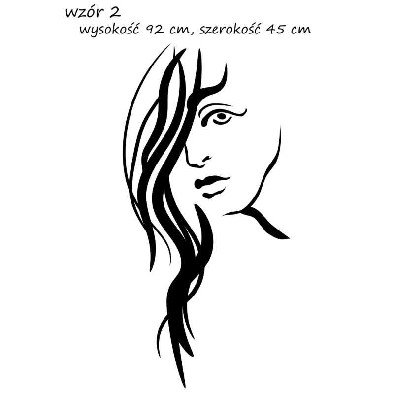 naklejka TWARZ KOBIETY 92x45 cm, 60 kolorów, wzór nr 1