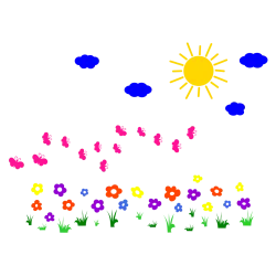 zestaw naklejek SŁOŃCE CHMURY KWIATY MOTYLE 10 arkuszy 45x28cm