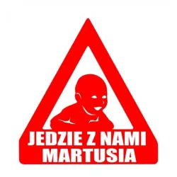 naklejka na samochód Z IMIENIEM DZIECKA - 60 kolorów