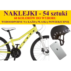 NAKLEJKI NA ROWER, KASK - DUCH - 54 szt 60 kolorów