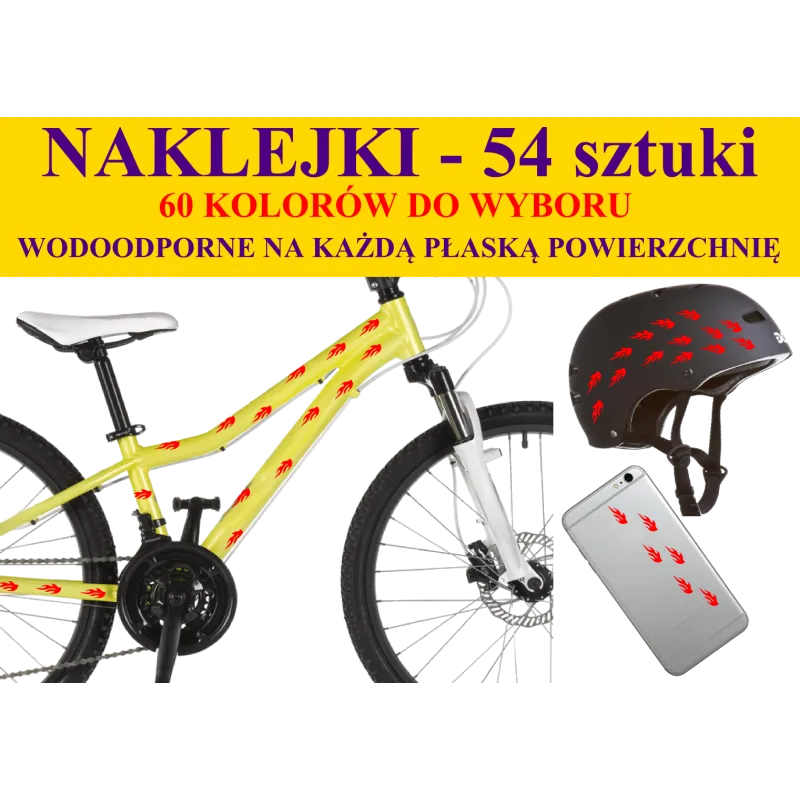 NAKLEJKI NA ROWER, KASK - PŁOMIENIE - 54 szt