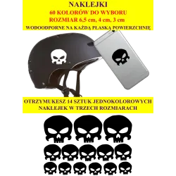 NAKLEJKI CZASZKI - 3cm, 4cm i 6,5cm - zestaw 14 szt