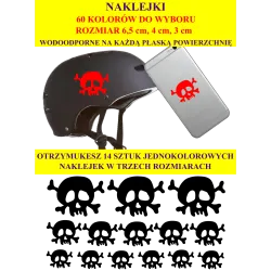 NAKLEJKI CZASZKA PIRAT - 3cm, 4cm i 6,5cm - zestaw 14 szt