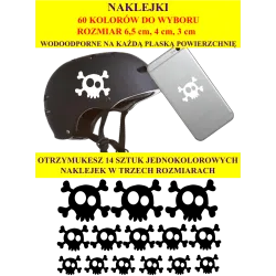 NAKLEJKI CZASZKA PIRACKA - 3cm, 4cm i 6,5cm - zestaw 14 szt