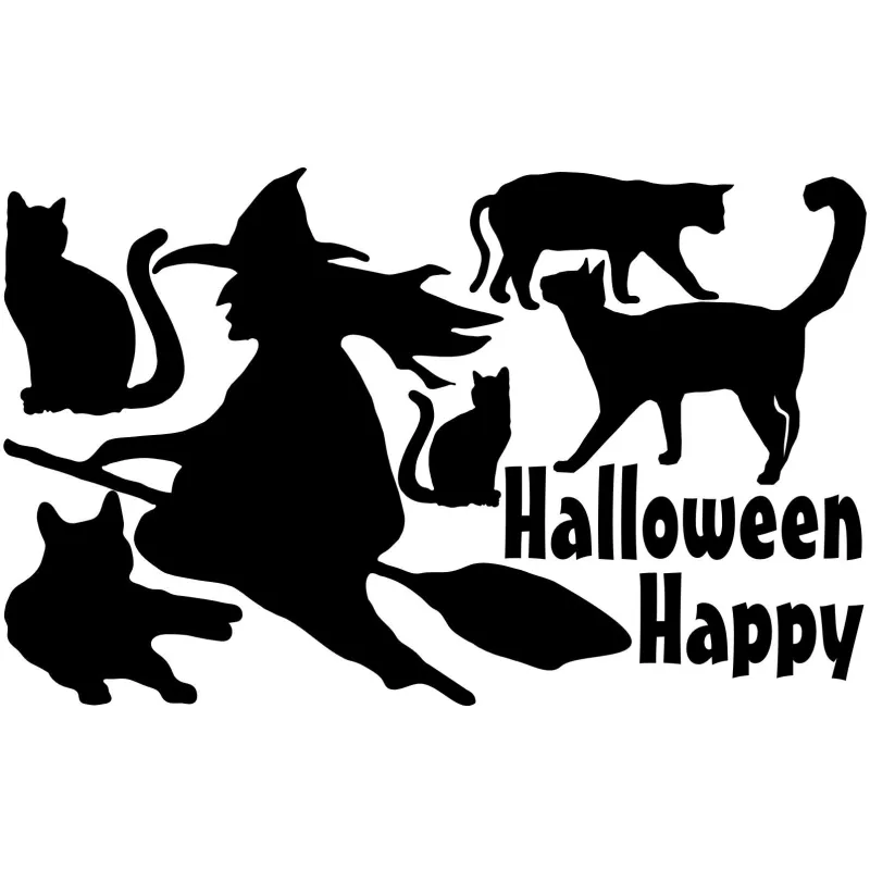 naklejki WIEDŹMA KOTY zestaw Halloween - arkusz 28x45cm
