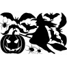 naklejki WIEDŹMA DYNIA PAJĄKI NIETOPERZE zestaw Halloween