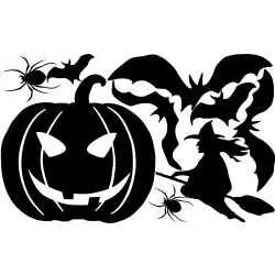 naklejki HALLOWEEN CZAROWNICA DYNIA PAJĄK 28x45cm