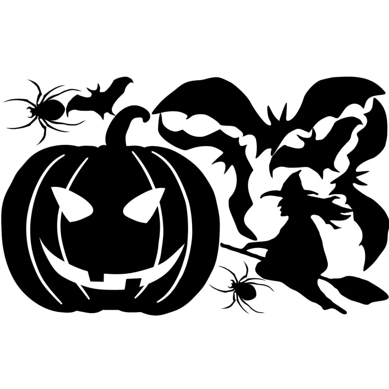 naklejki HALLOWEEN CZAROWNICA DYNIA PAJĄK 28x45cm