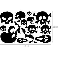 naklejki zestaw 15szt CZASZKA NIETOPERZ Halloween