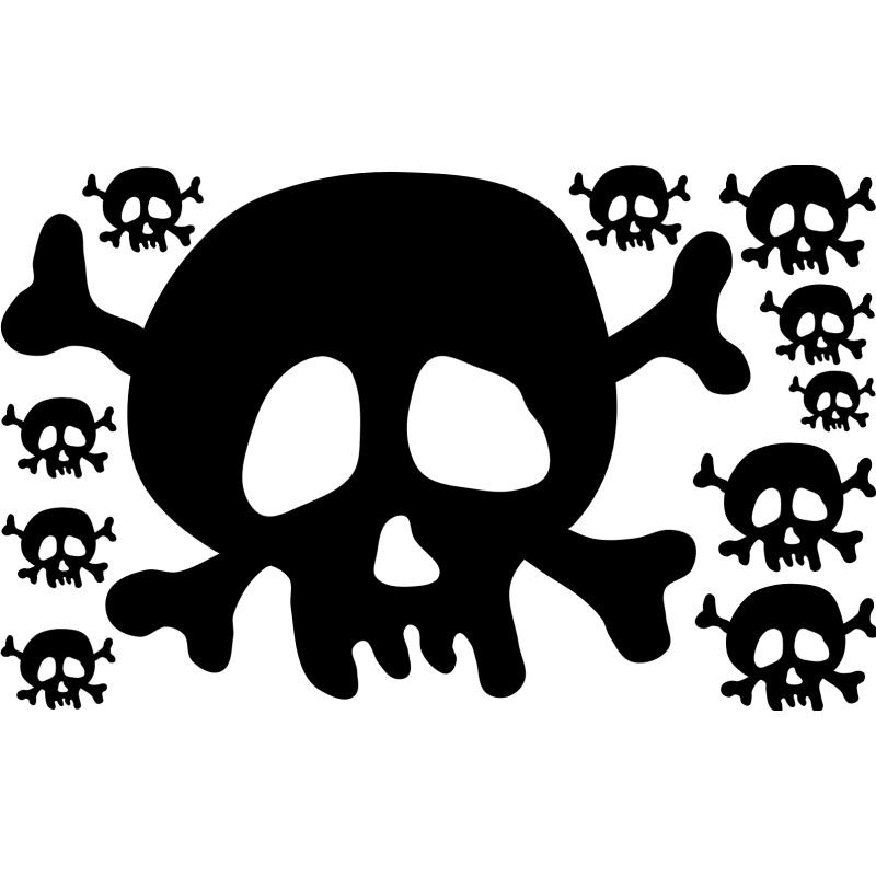 naklejki CZASZKI 11 szt rozmiar 4-38cm Halloween