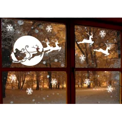 naklejki MIKOŁAJ NA SANIACH RENIFERY zestaw 12 szt wzór 4