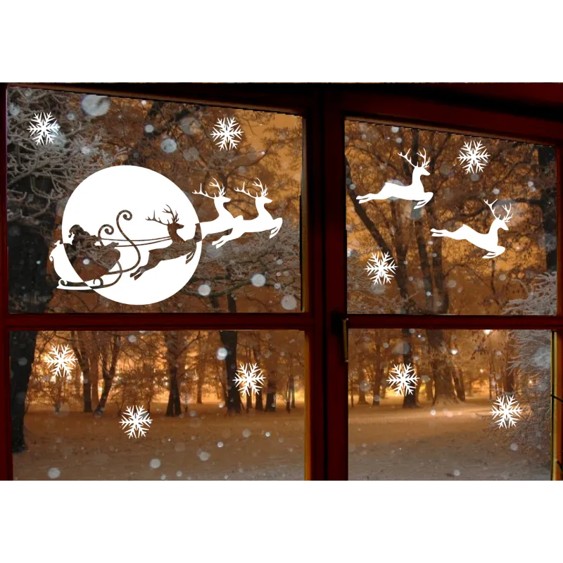 naklejki MIKOŁAJ NA SANIACH RENIFERY zestaw 12 szt wzór 4