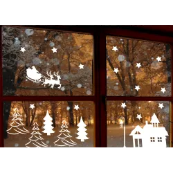 naklejki świąteczne GWIAZDA DOMEK DRZEWKO 22 szt wzór 5