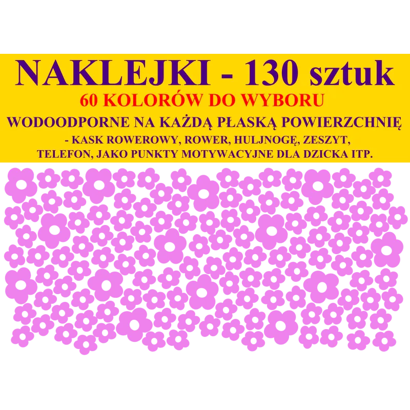 NAKLEJKI - KWIATUSZKI - 1,5cm i 2,5cm - zestaw 130 szt