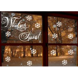 naklejki WESOŁYCH ŚWIĄT + ŚNIEŻYNKI - wzór 12