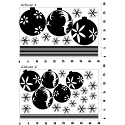 naklejki świąteczne BOMBKI DUŻE i SNIEŻYNKI - 2 arkusze - wzór 7 