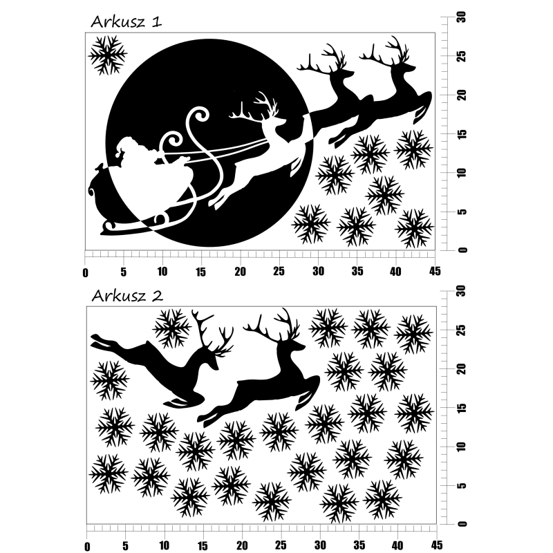 naklejki świateczne MIKOŁAJ i RENIFERY - 2 arkusze