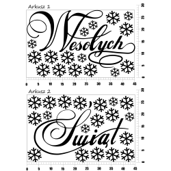 naklejki świąteczne WESOŁYCH ŚWIĄT - 2 arkusze