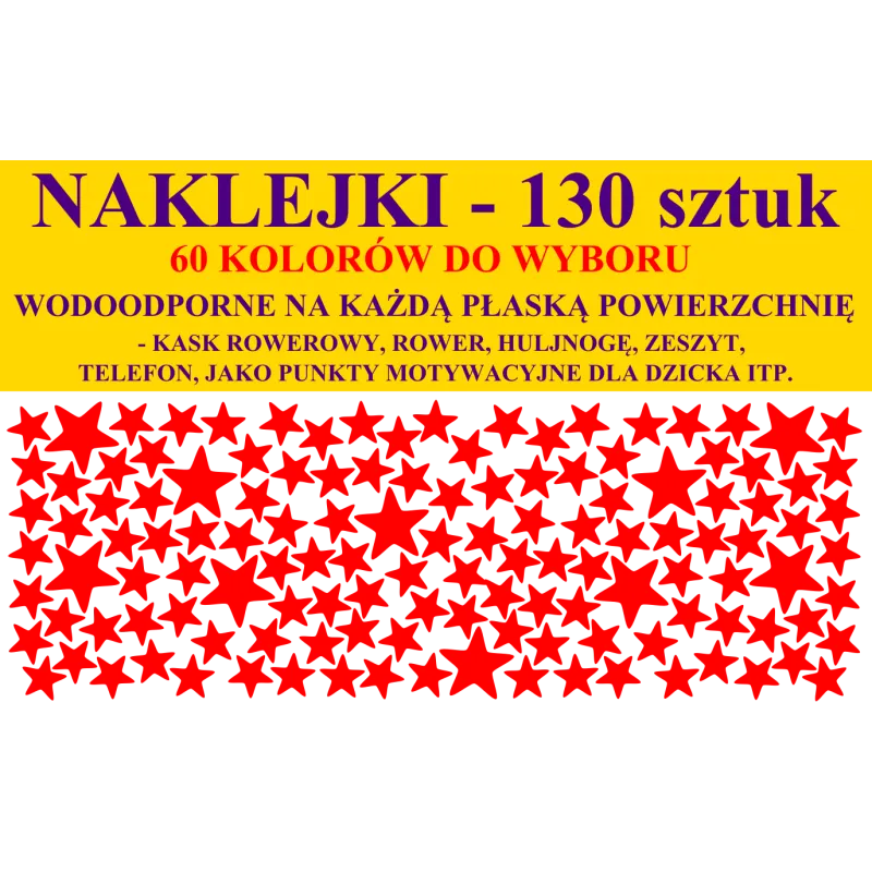 NAKLEJKI - GWIAZDKI - 1,5cm i 2,5cm - zestaw 130 szt
