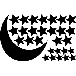 naklejki KSIĘŻYC i GWIAZDKI 4 i 6cm - zestaw 29 szt.