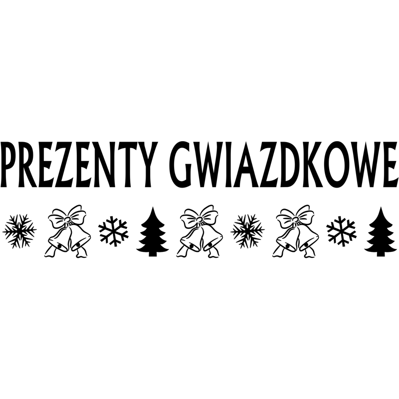 naklejki PREZENTY GWIAZDKOWE dzwoneczki, śnieżynki, choinki 95x28cm