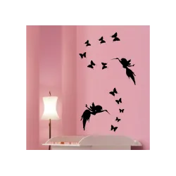 NAKLEJKI 2 szt. wróżek + 11 szt. motylków NA ŚCIANĘ MEBLE OKNO