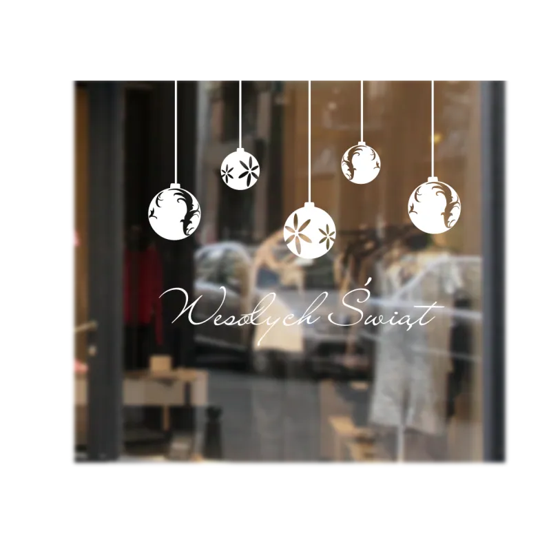 naklejki WESOŁYCH ŚWIĄT i BOMBKI 95x28cm