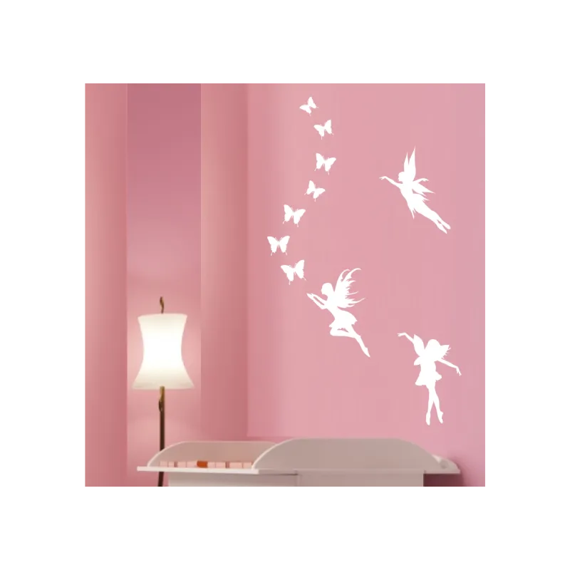 NAKLEJKI zestaw 3 szt. wróżek + 7 motylków