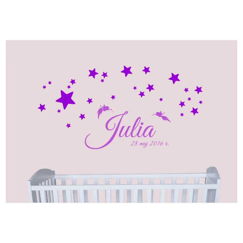 naklejki z IMIENIEM i DATĄ + WRÓŻKI i GWIAZDY