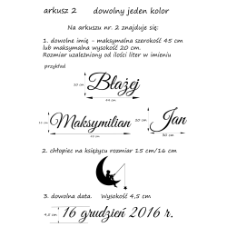 naklejki z IMIENIEM i DATĄ + CHŁOPIEC NA KSIĘŻYCU