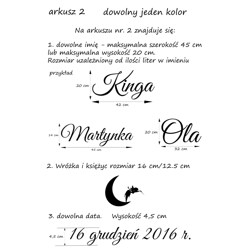 naklejki z IMIENIEM i DATĄ + WRÓŻKA na KSIĘZYCU