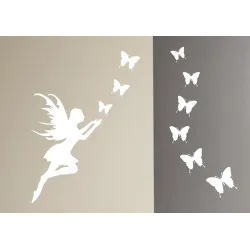 NAKLEJKI zestaw WRÓŻKA + 9 szt. MOTYLKÓW