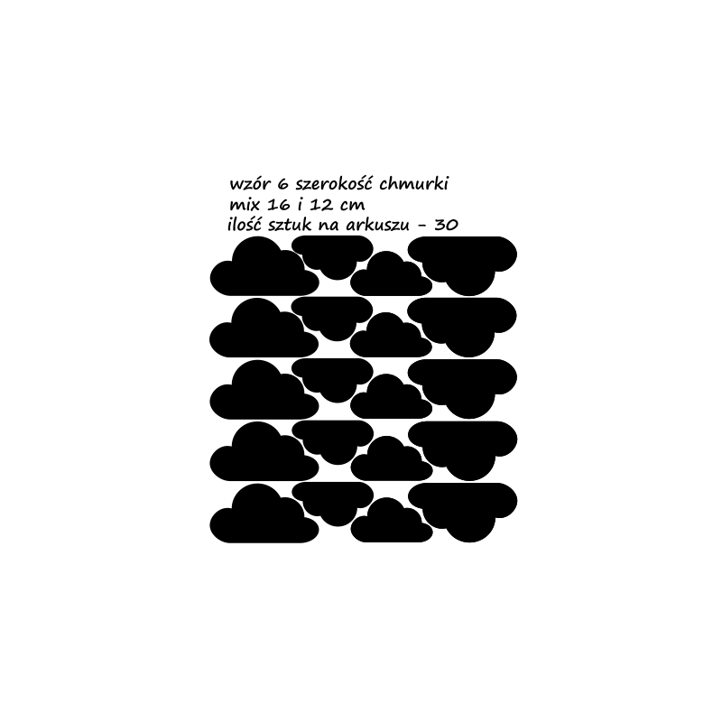 naklejki CHMURKI CHMURY 12cm i 16cm - zestaw 30szt - na ścianę meble