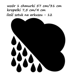 naklejki CHMURKA 57x31cm + KROPLE DESZCZU - zestaw 12 szt 