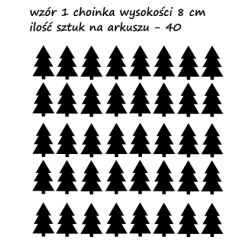 naklejki CHOINKI DRZEWKA 8 cm - 40 szt - wzory skandynawskie
