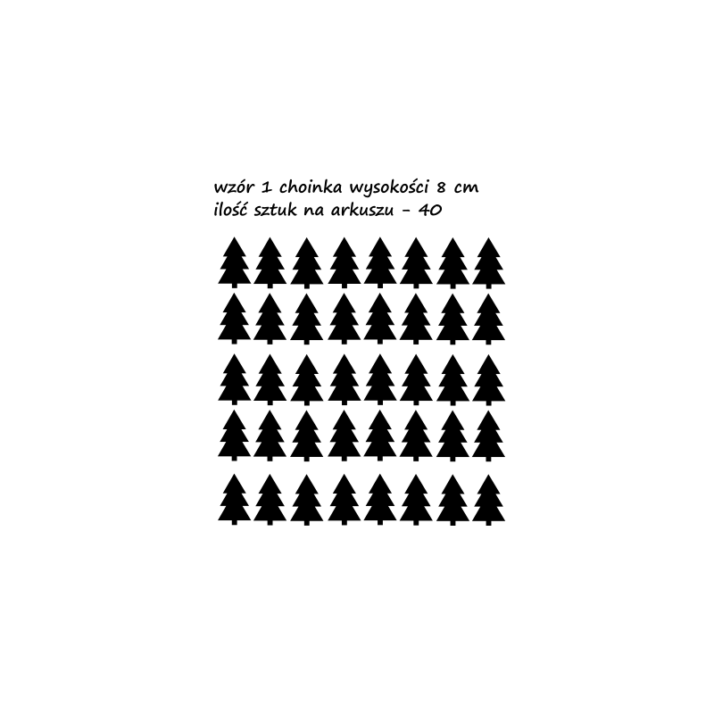 naklejki CHOINKI DRZEWKA 8 cm - 40 szt - wzory skandynawskie