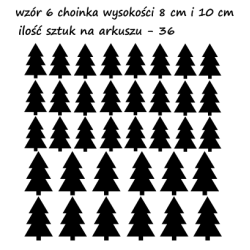 naklejki CHOINKI DRZEWKA 8 i 10 cm - 36 szt - wzory skandynawskie