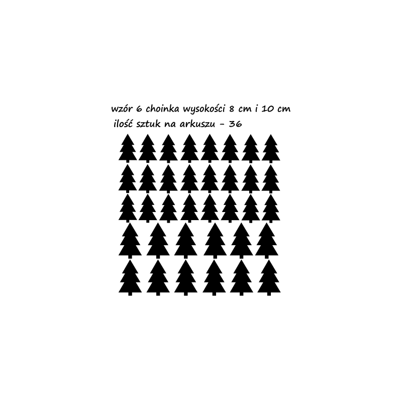 naklejki CHOINKI DRZEWKA 8 i 10 cm - 36 szt - wzory skandynawskie