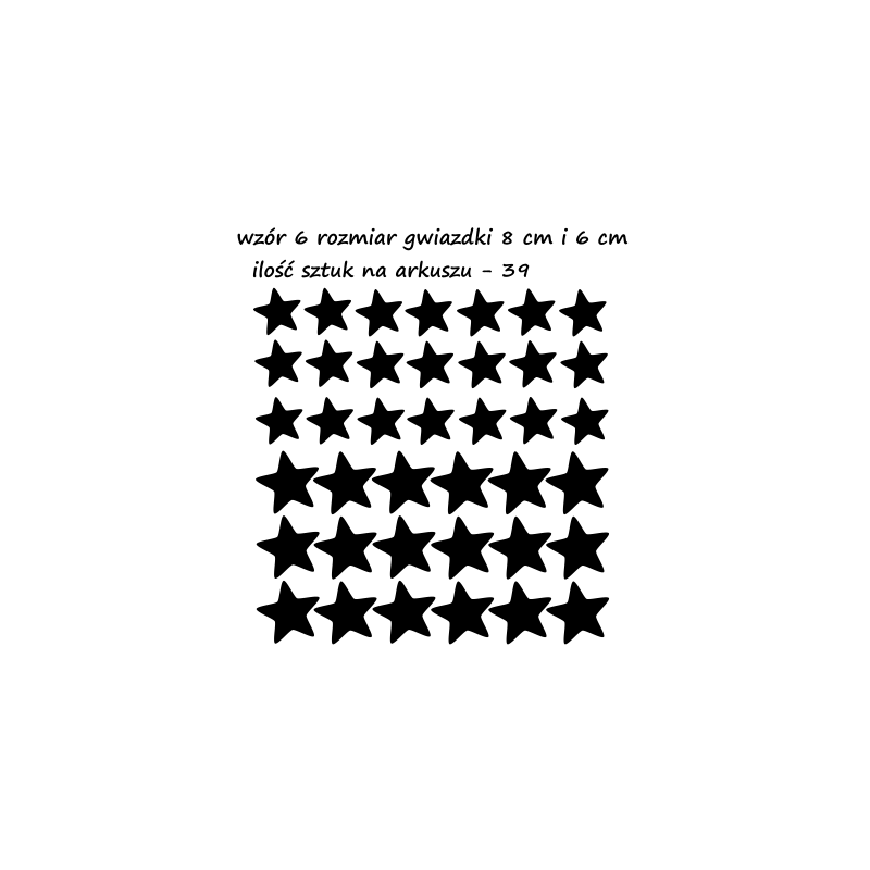 naklejki GWIAZDKI  6 i 8 cm - 39 szt - wzory skandynawskie
