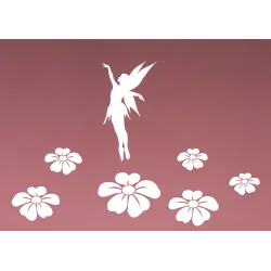 NAKLEJKI - WRÓŻKA + 6 szt. KWIATÓW